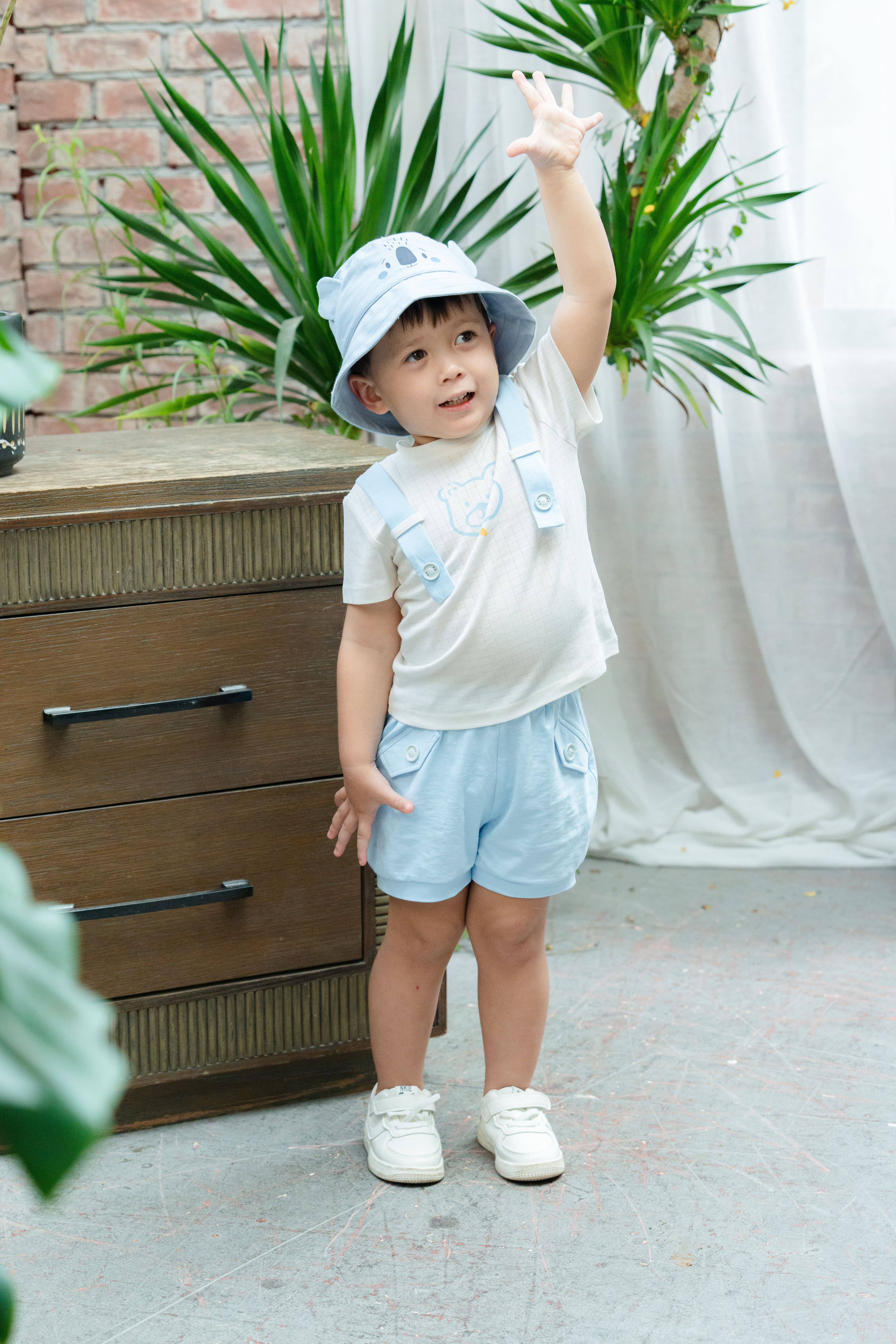 Bộ cộc tay La Pomme giả yếm mặt gấu