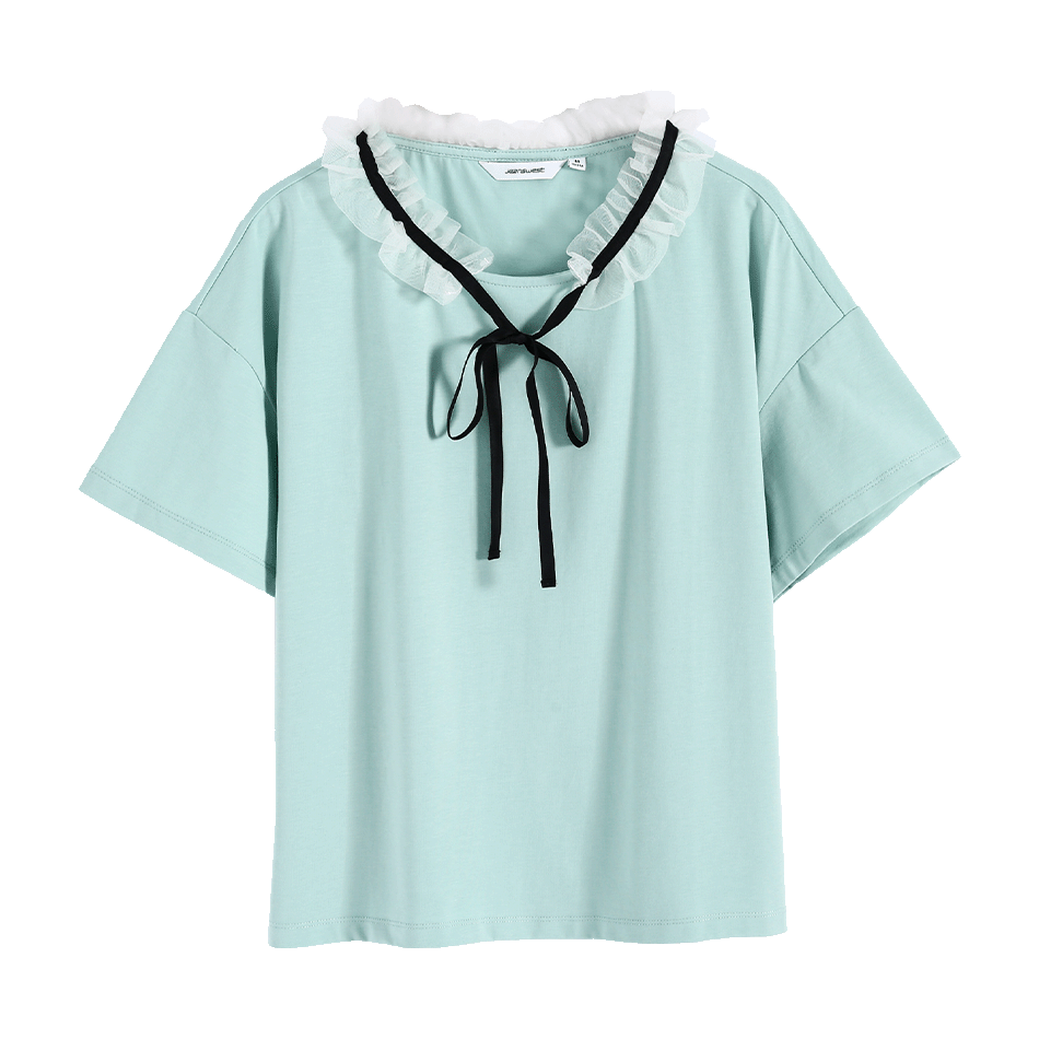 JEANSWEST Áo thun nữ kiểu cổ bèo dây nơ