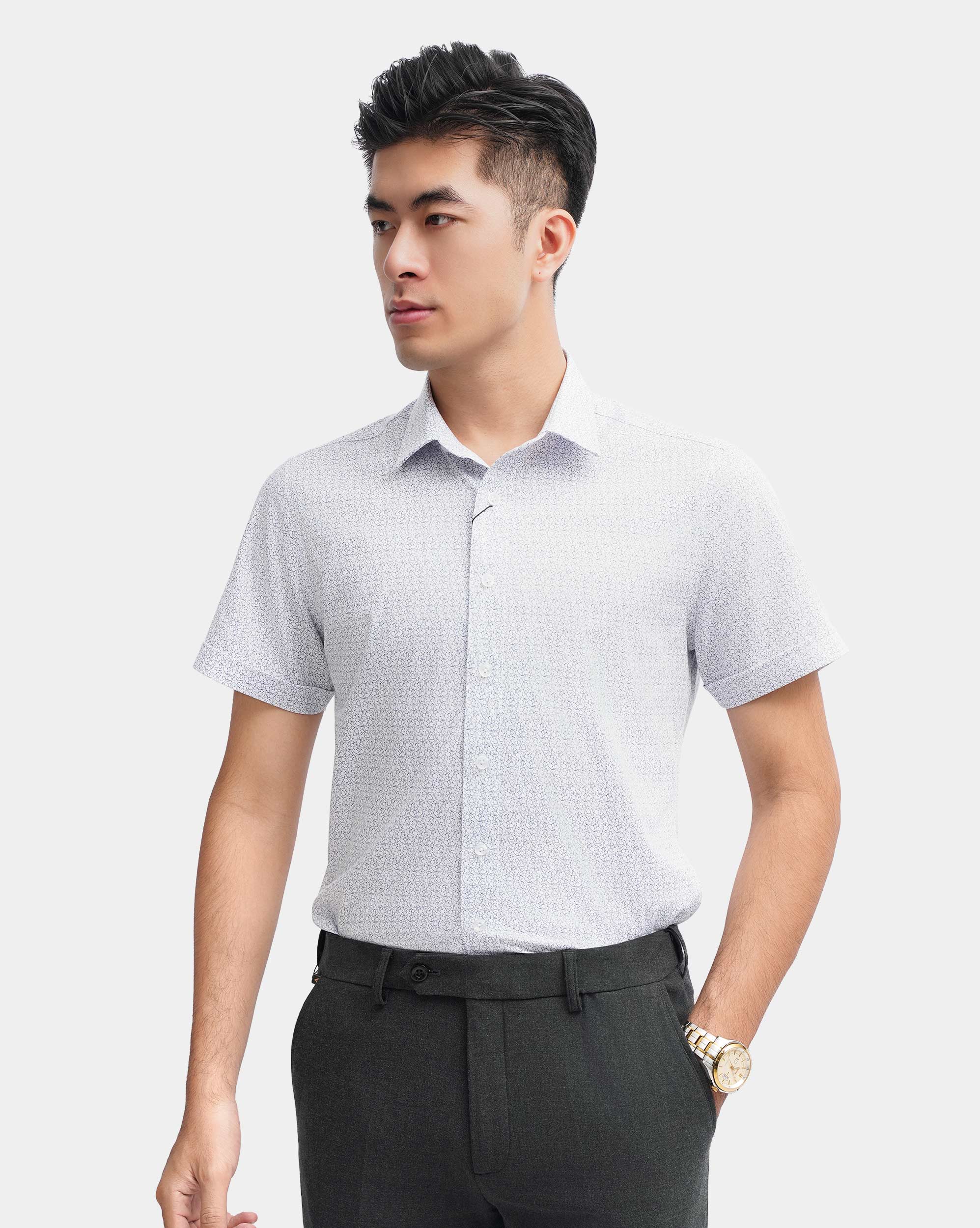 Áo sơ mi ngắn tay nam họa tiết 4041A