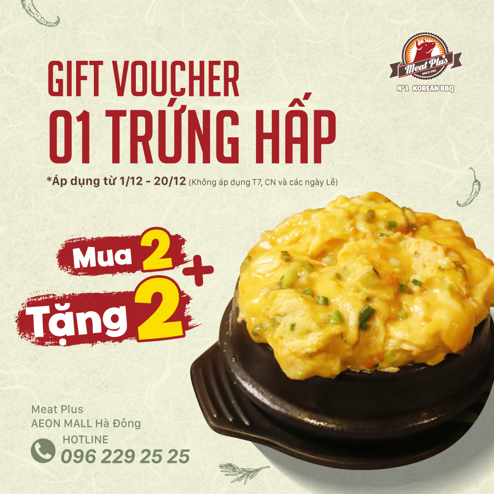 Voucher tặng 1 trứng hấp trị giá 80k/bill ( với set 2+2)