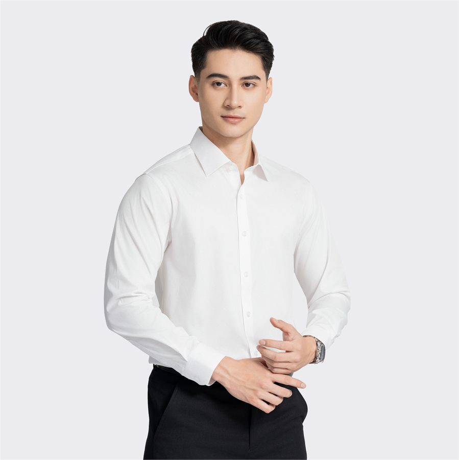 Áo sơ mi nam dài tay Aristino Business 1LS05003 màu Trắng solid