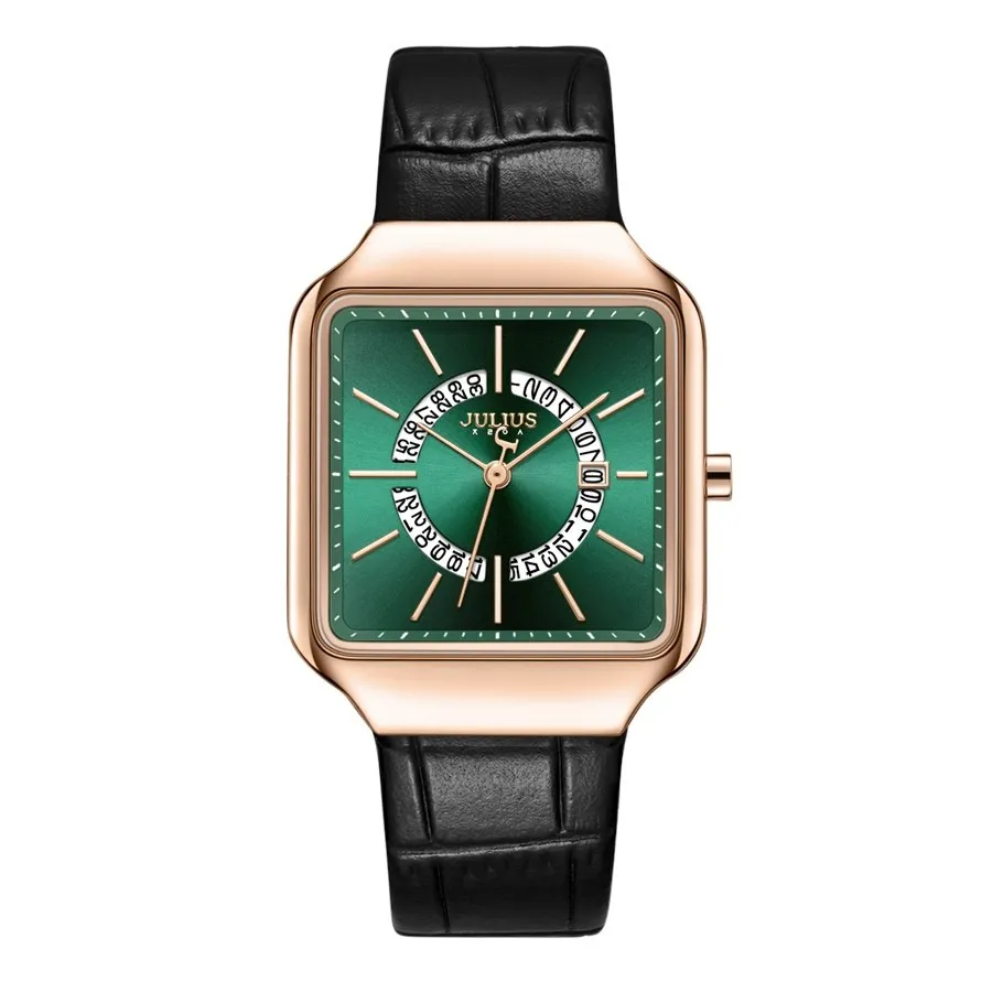 Đồng Hồ Nam Julius JA-1392MC (Đen mặt xanh)