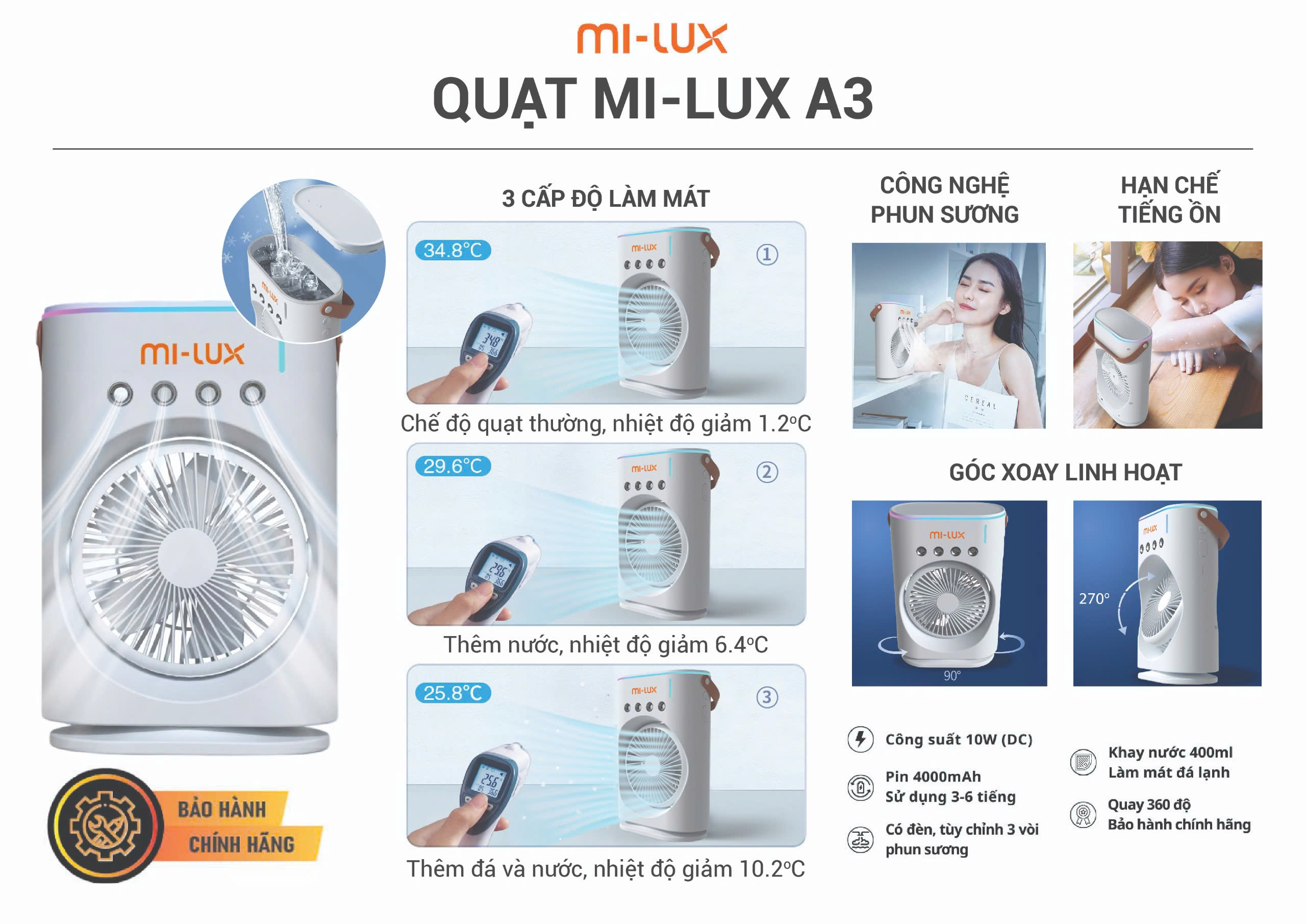 KOHNAN - 074471 Quạt Phun Sương MI-LUX A3