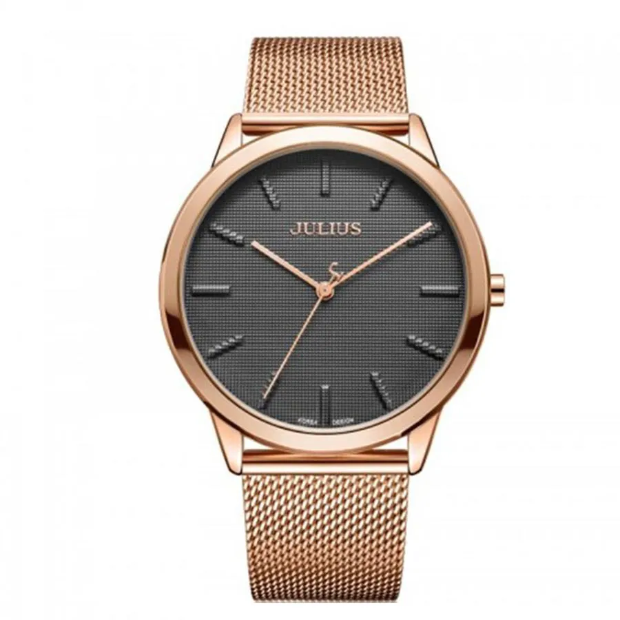 Đồng hồ đeo tay nam Julius JA-982ME dây mesh siêu mỏng (Đồng Đen)