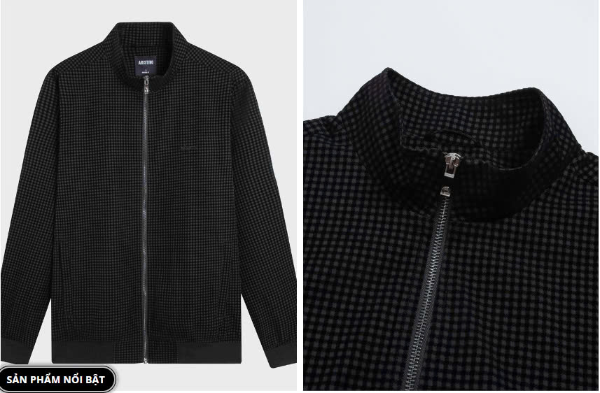 ARISTINO-Áo khoác 2 lớp Aristino AJK001BZ màu Đen 1 kẻ