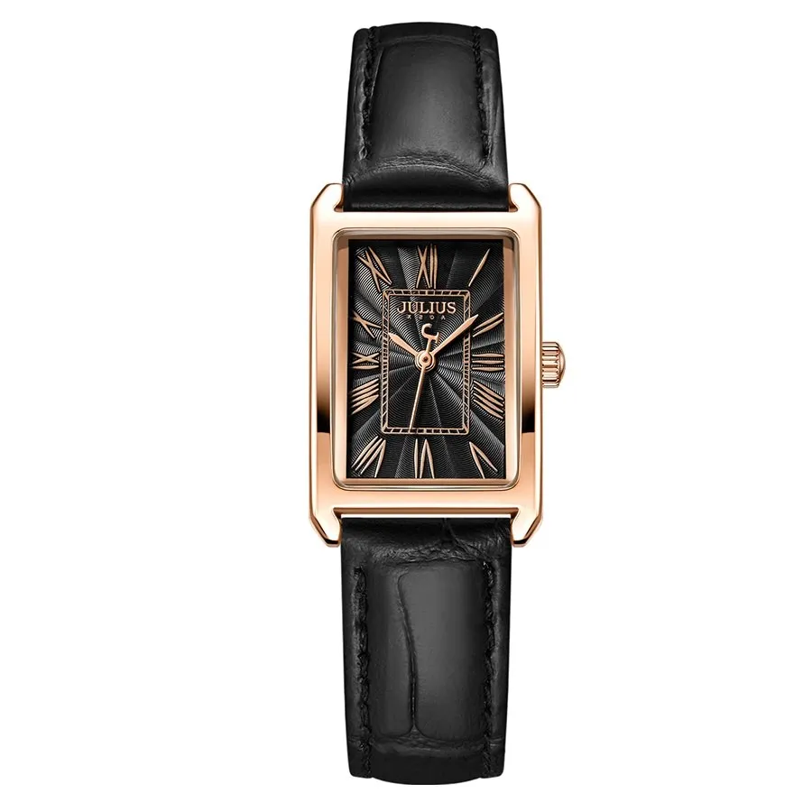 Đồng Hồ Nữ JA-1338D Julius Hàn Quốc da (Đen)