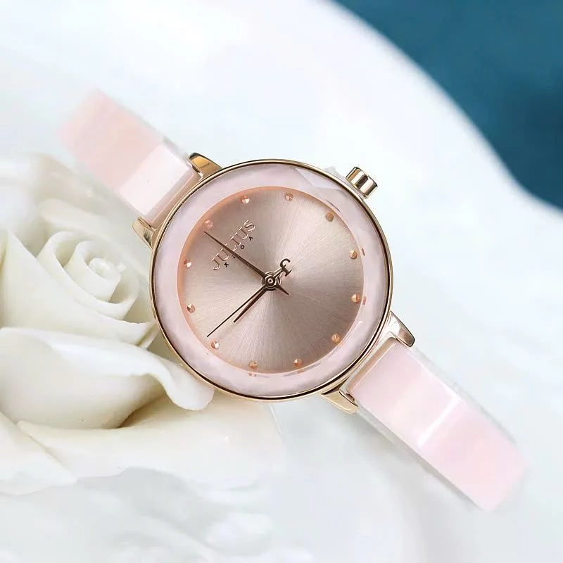 Đồng hồ nữ Julius Hàn Quốc JA-1348B dây đá (Hồng)