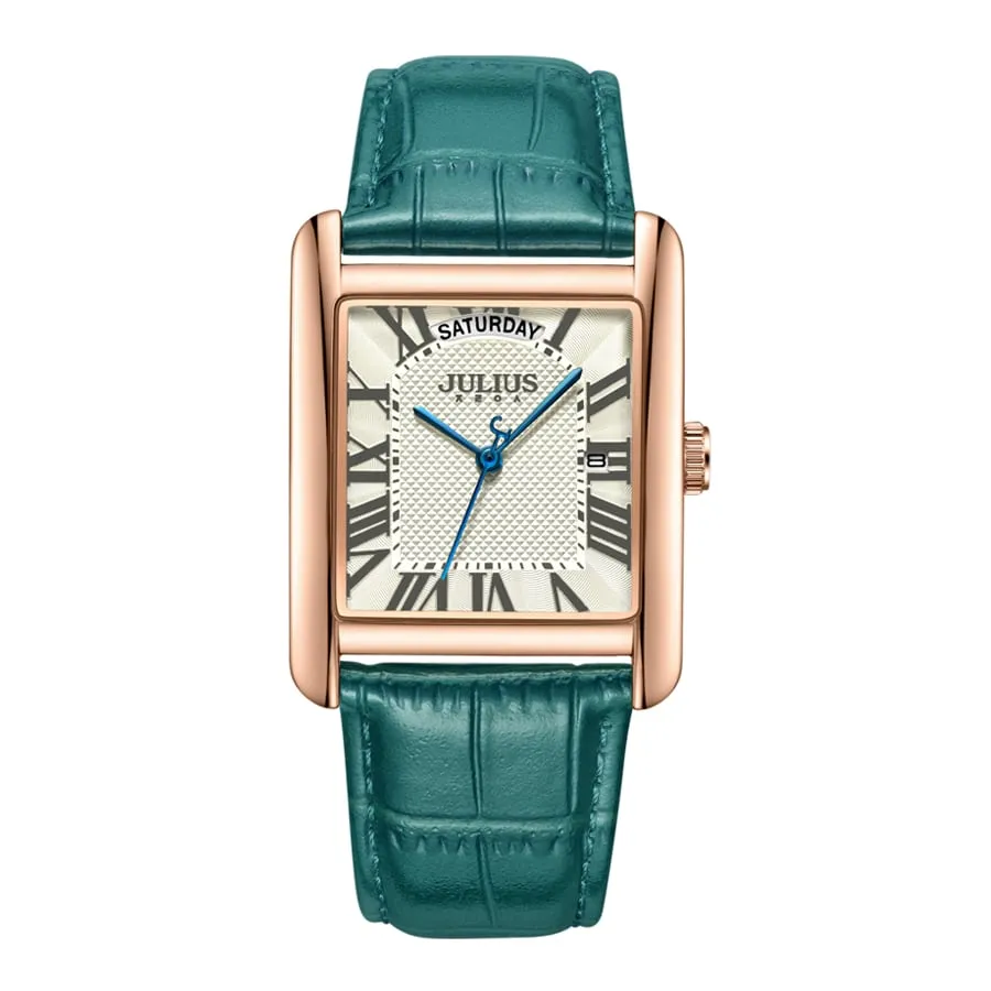 Đồng Hồ Nữ JA-1398B Julius Hàn Quốc Dây Da (Xanh)