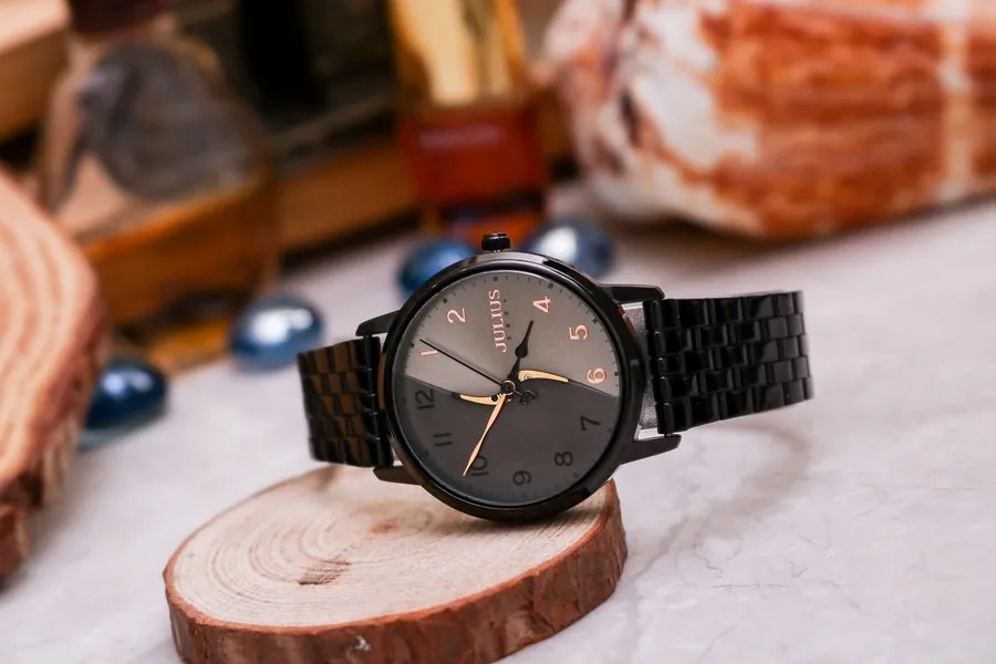 Đồng hồ JA-1265MD Julius Hàn Quốc Dây Thép ( Đen)