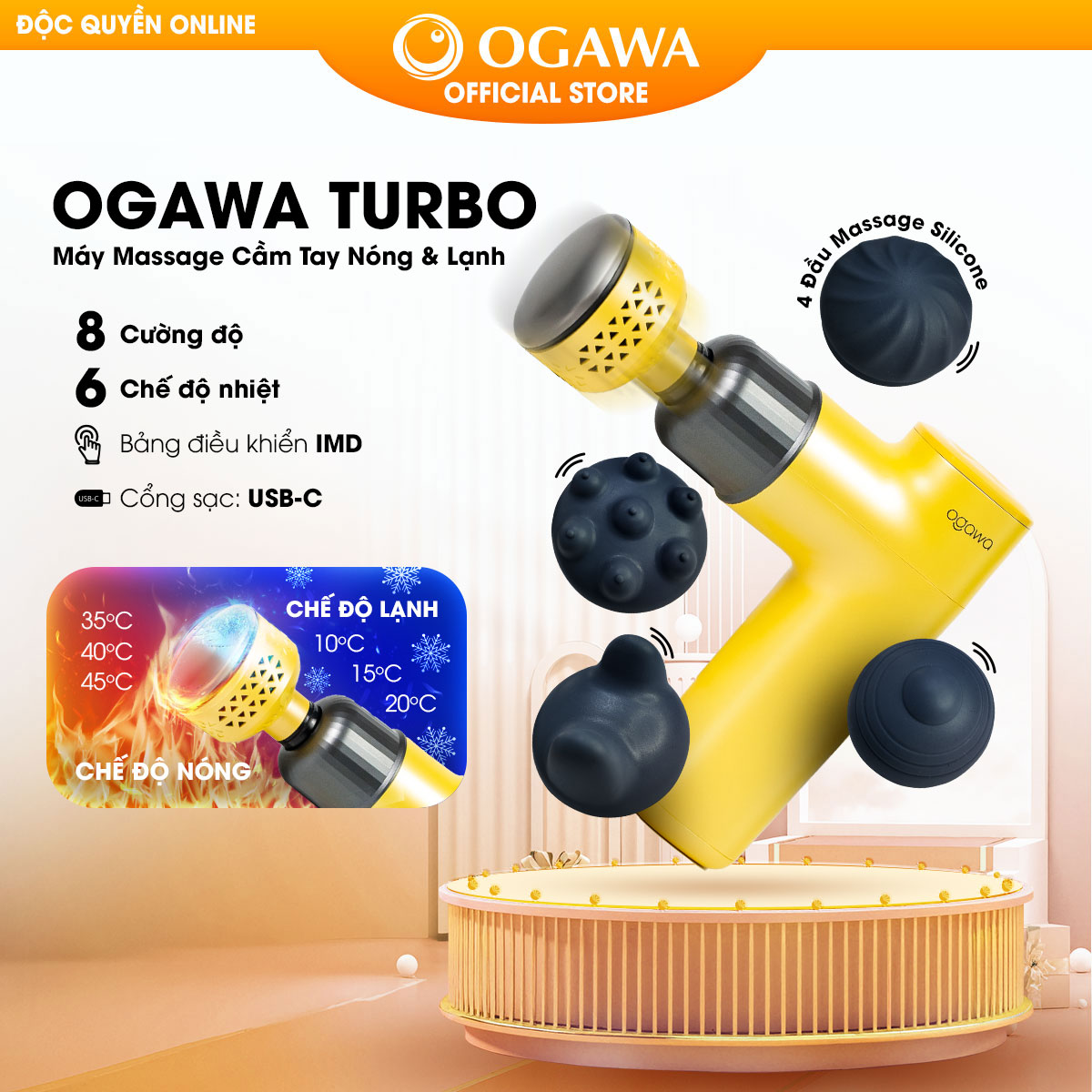 Máy massage cầm tay NÓNG LẠNH OGAWA - thiết kế độc đáo, nâng cao trải nghiệm