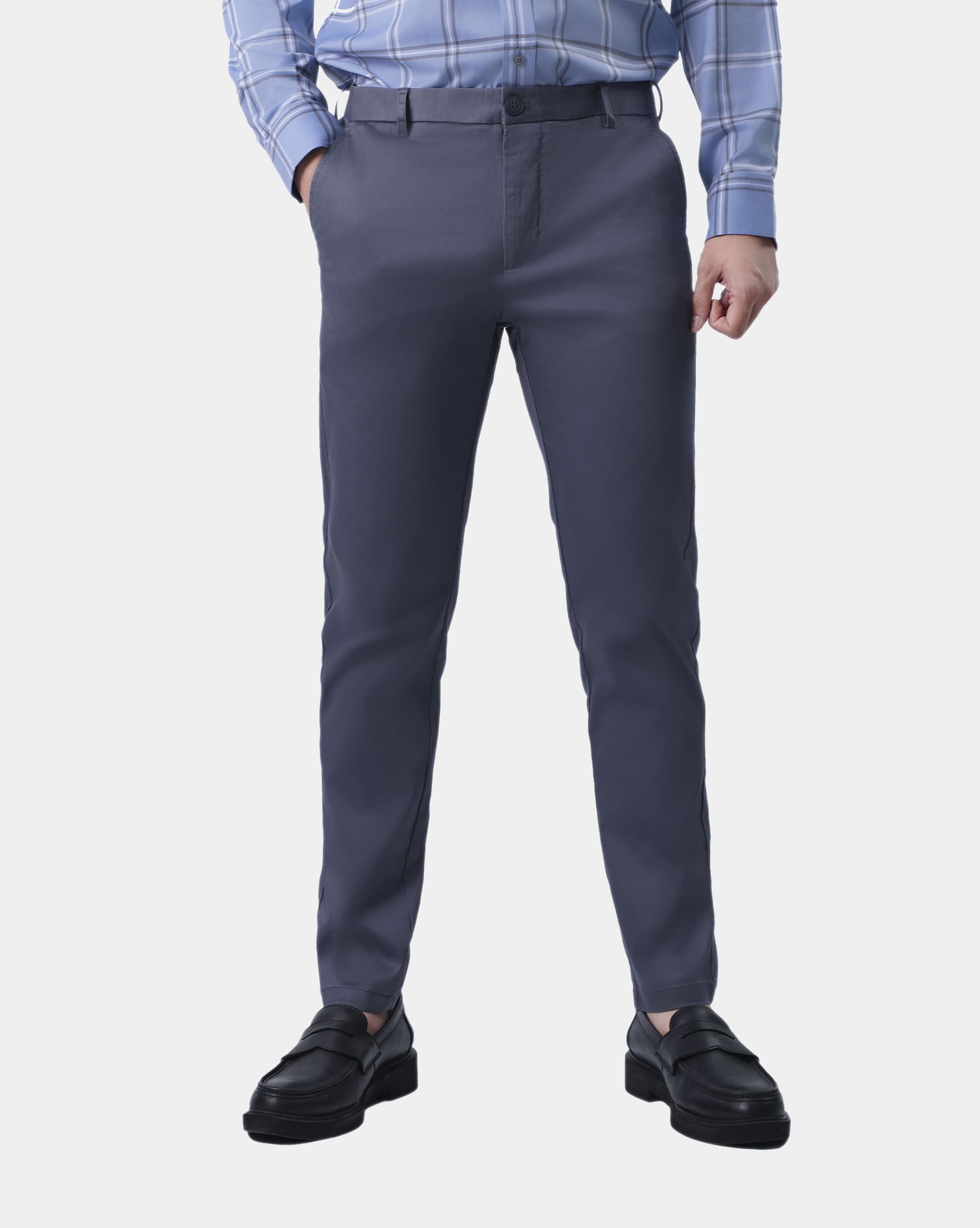 Quần kaki nam dáng carrot fit trơn ghi đá 4001C