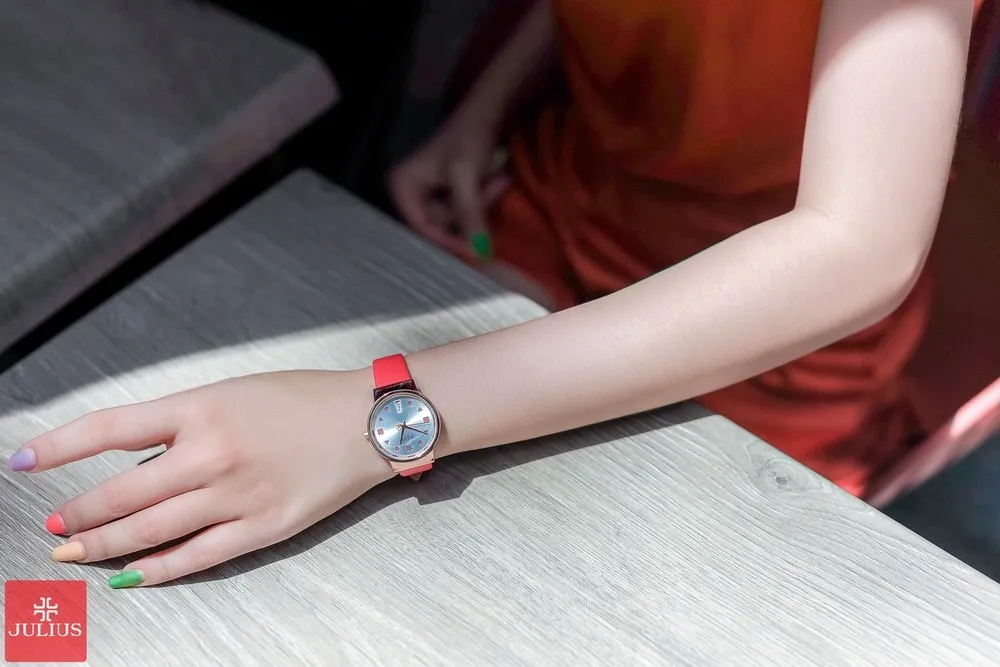 Đồng Hồ Nữ JA-1187A1 Julius Hàn Quốc Dây Da (Đỏ)