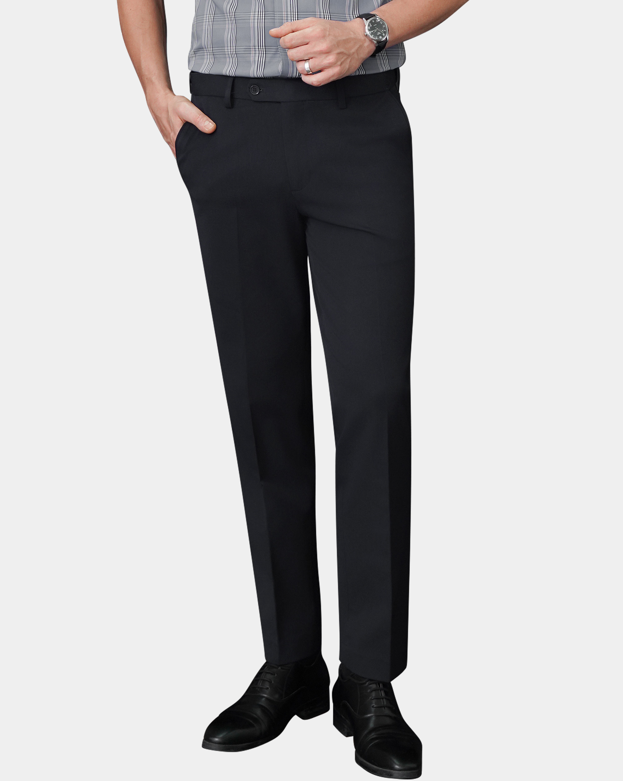 Quần âu nam cạp chun màu đen 4003B