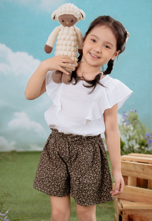 Áo kiểu thô ngắn tay Vintage bé gái Rabity 903.001