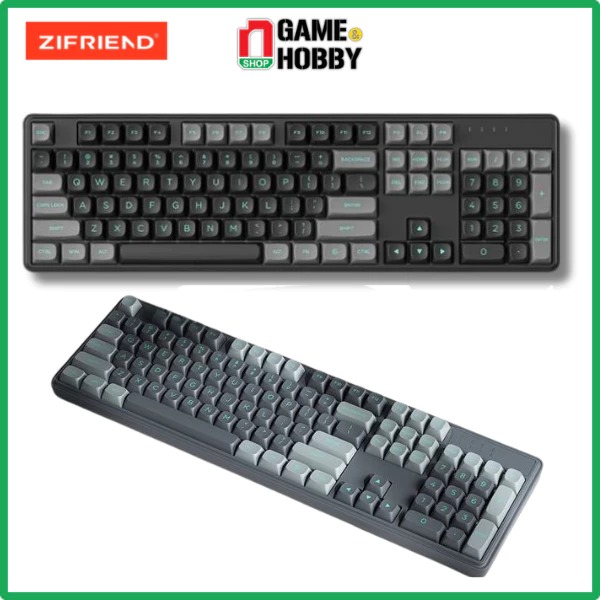 nShop - Bàn phím cơ Zifriend ZT104 Black Grey Hot Swap Chính hãng Kích thước: 370 x 150 x 45mm.