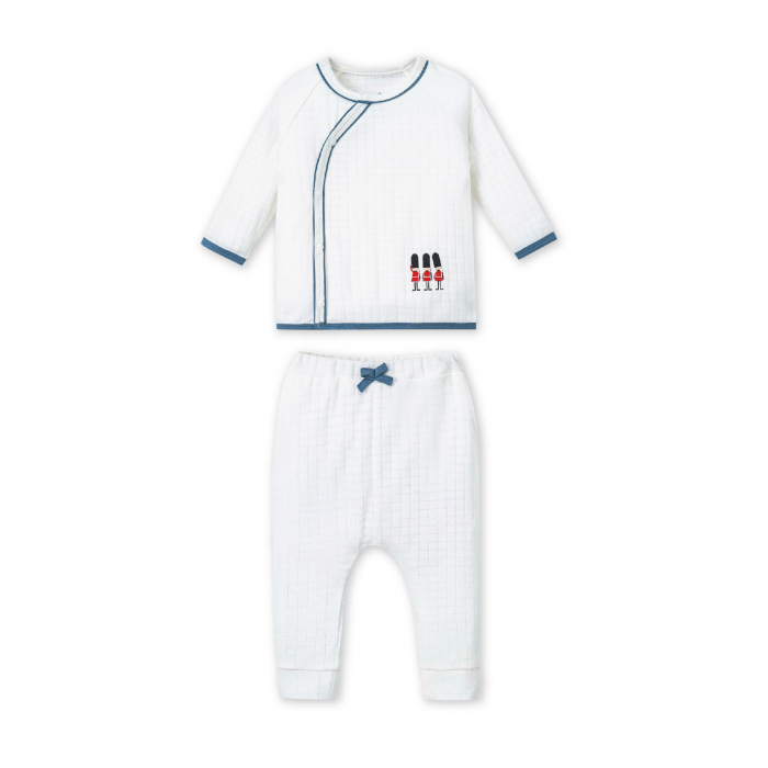 Bộ dài tay cúc lệch La Pomme Chú lính chì - Trắng