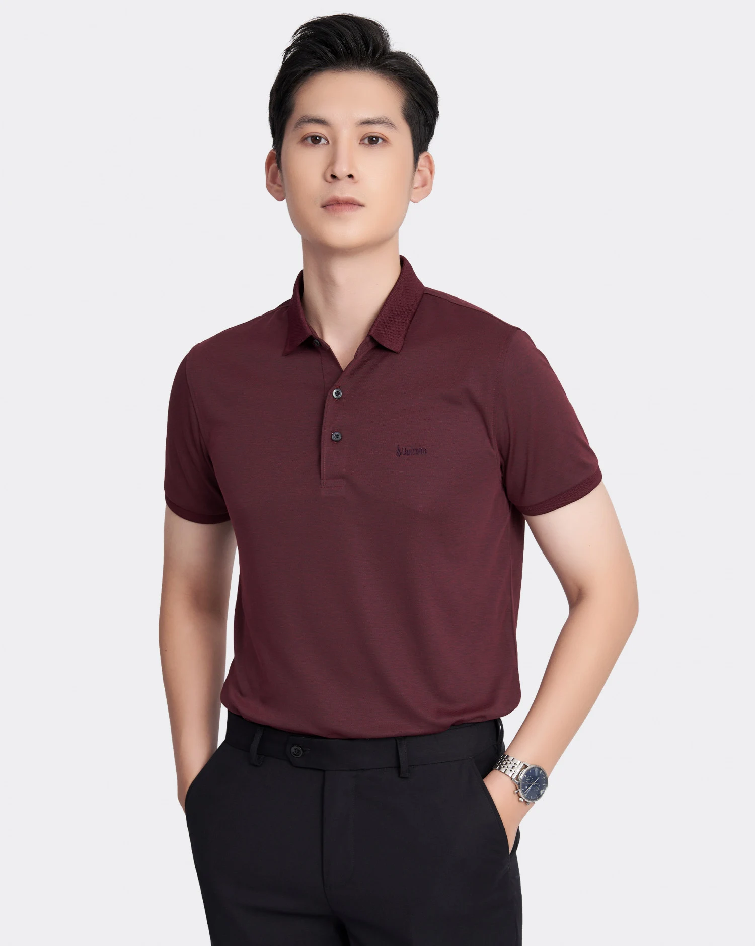 Áo polo nam màu đỏ đô trơn 3003E