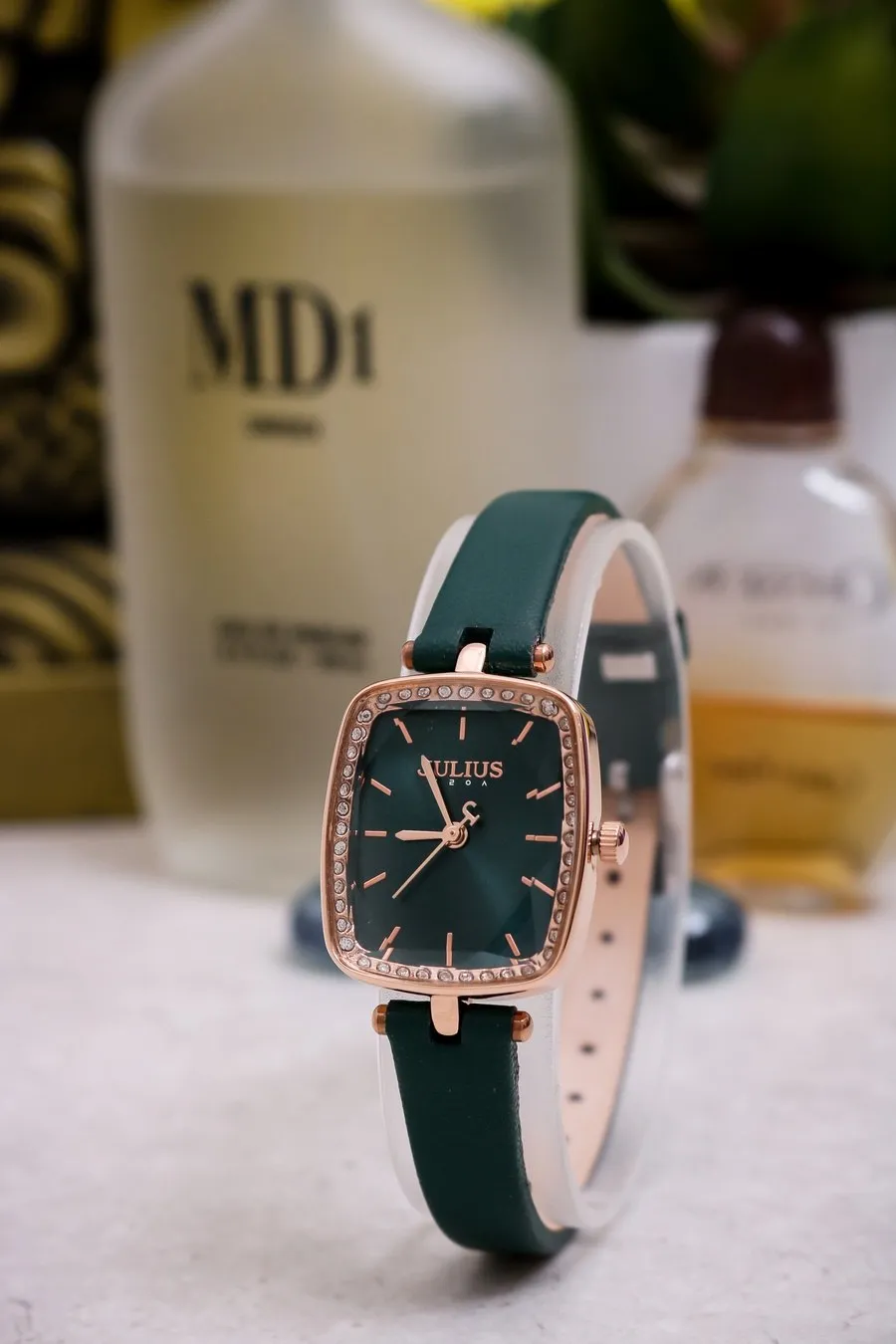 Đồng Hồ Nữ JA-1341D Julius Hàn Quốc Dây Da (Rêu)