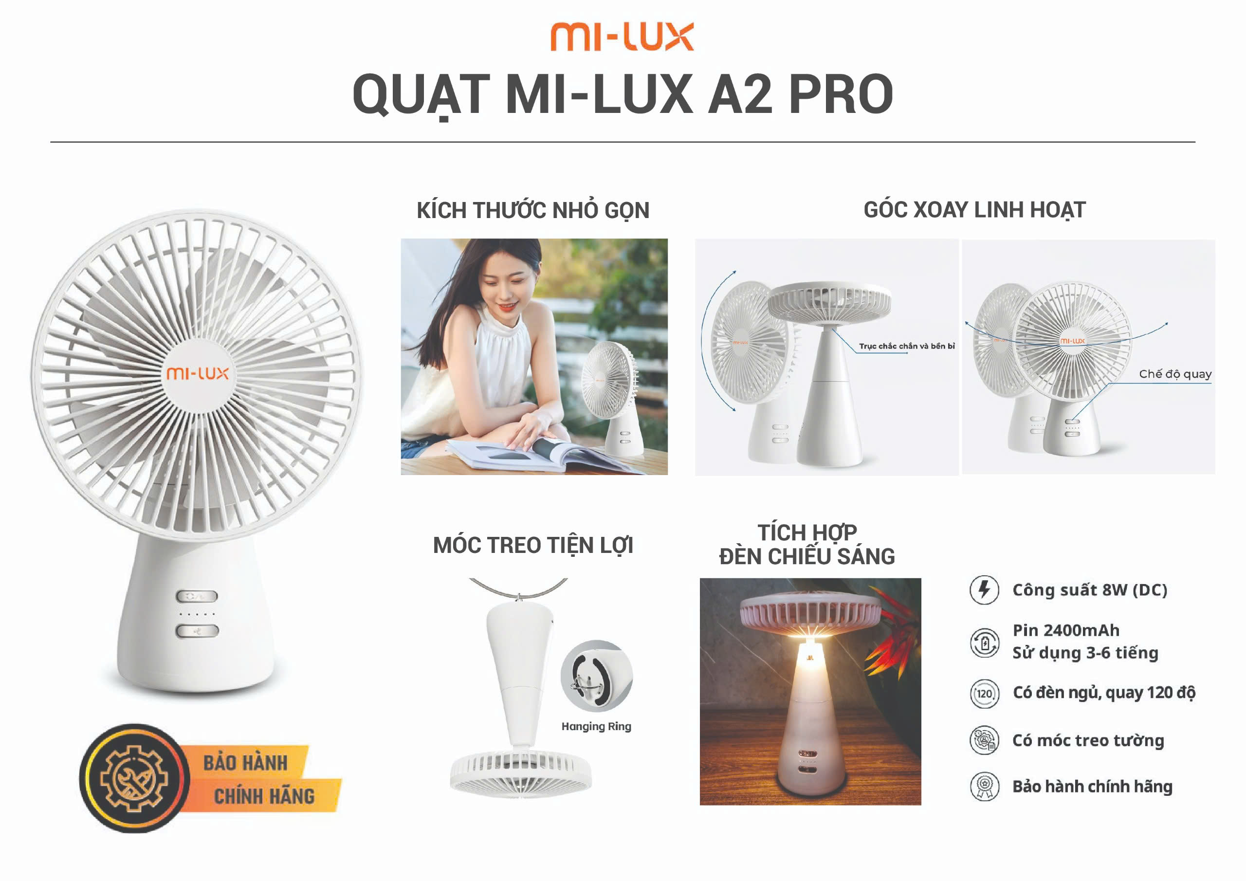 KOHNAN - 074469 Quạt MI-LUX A2 Pro