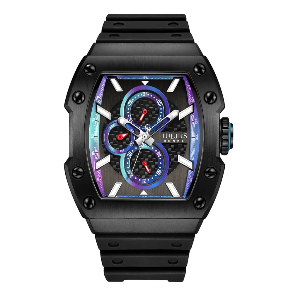 Đồng Hồ Nam JAH-146D Julius Homme Hàn Quốc Cao Su (Đen)