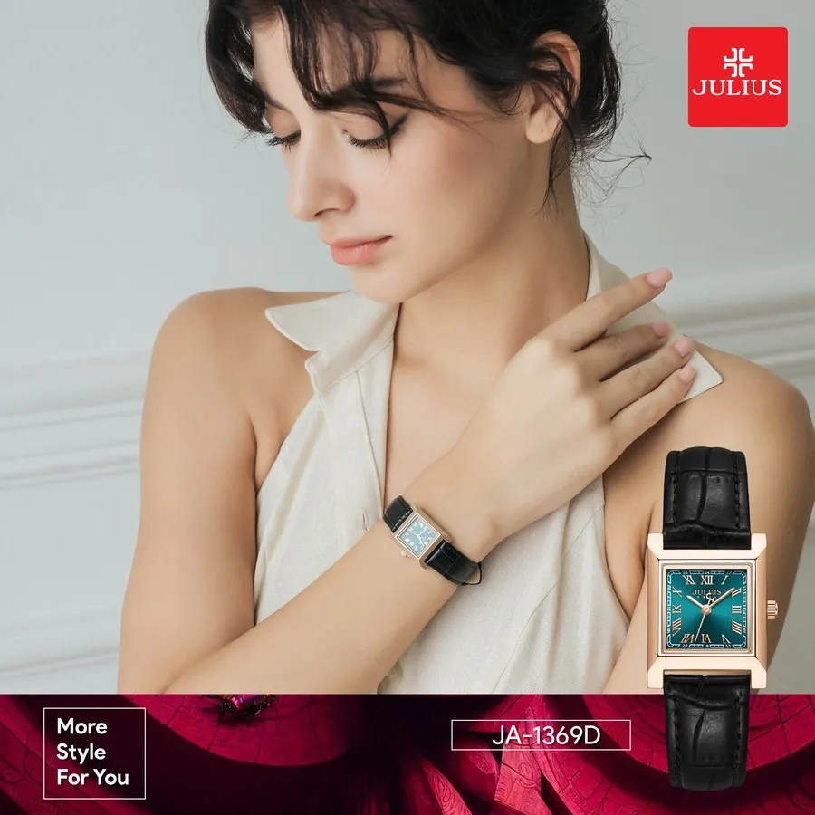 Đồng Hồ Nữ JA-1369D Julius Hàn Quốc Dây Da (Đen)