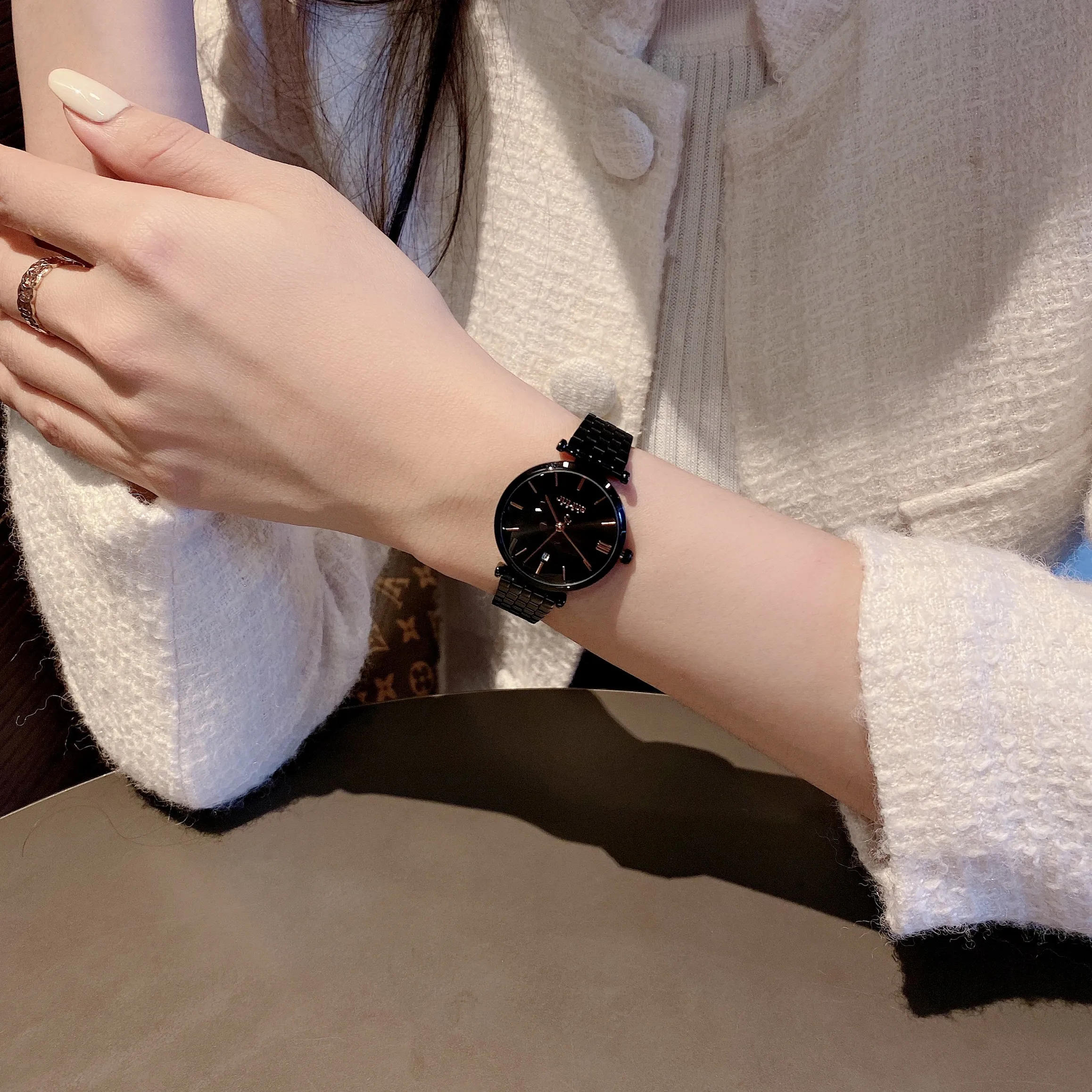 Đồng Hồ Nữ Julius Hàn Quốc Dây Thép JA-1260LD ( Đen)