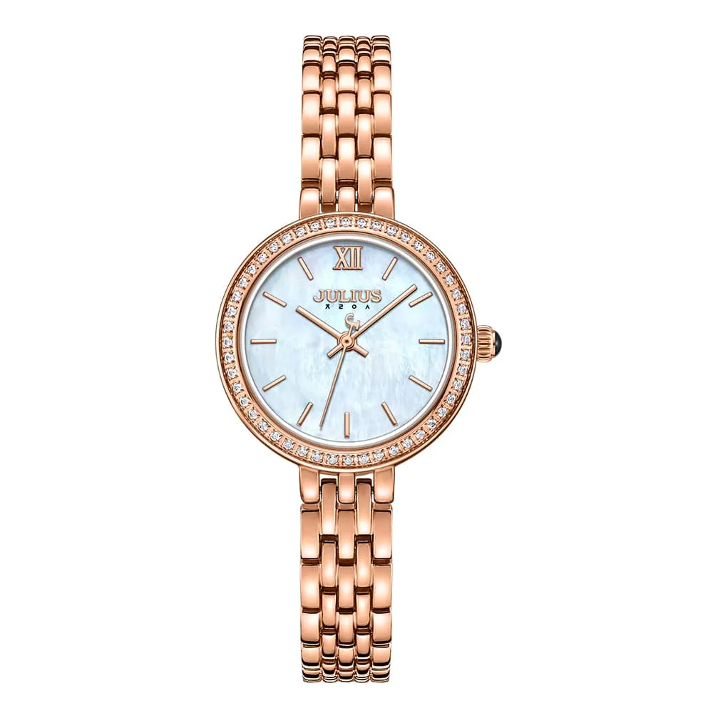 Đồng Hồ Nữ JA-1421B Julius Hàn Quốc Dây Thép (Vàng Hồng)