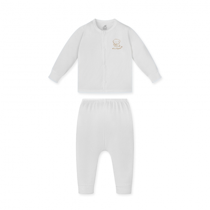 Bộ Dài Tay La Pomme Cúc Giữa Puppy - Trắng