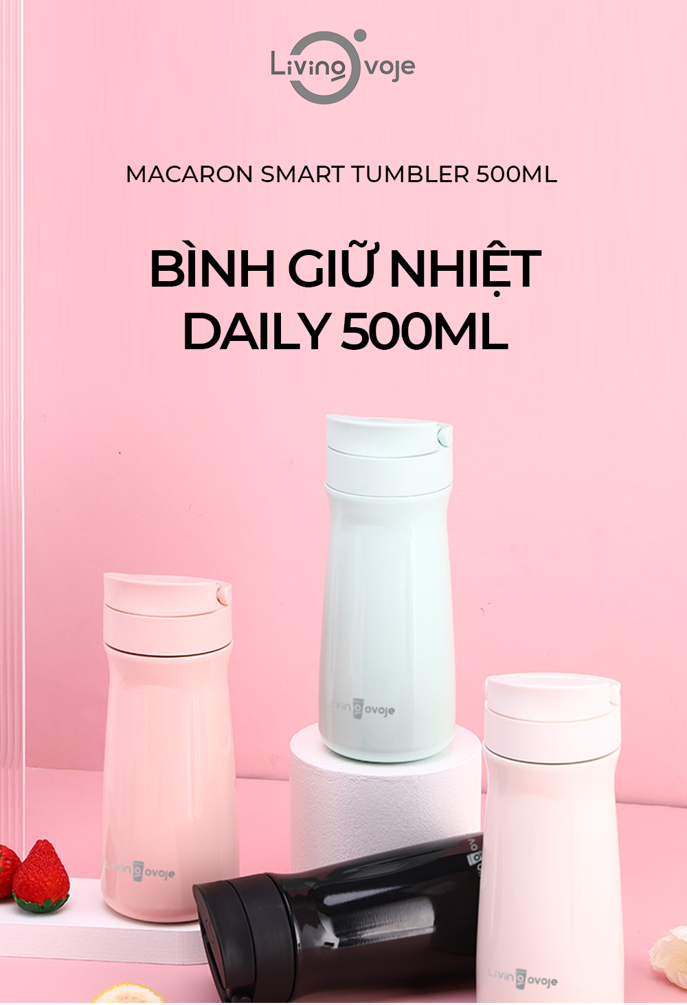 KOHNAN BÌNH TÂN-MÀU NGẪU NHIÊN BÌNH NƯỚC GIỮ NHIỆT MACARON 500ML -8936212821404