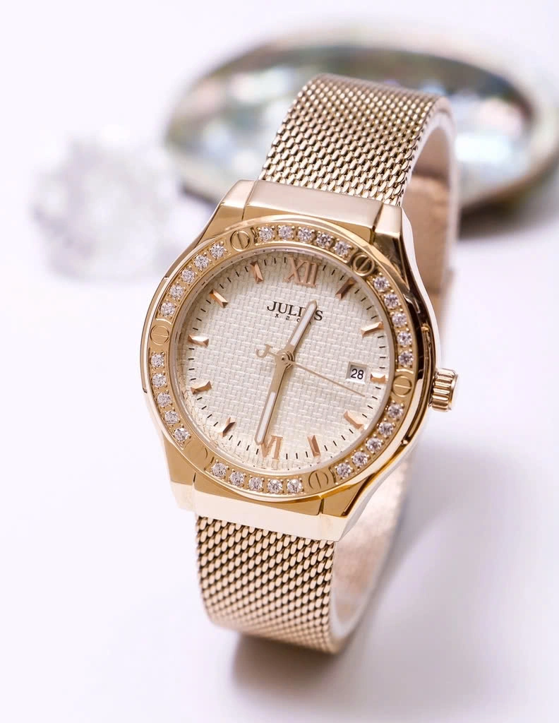 Đồng hồ nữ Julius JA-1395C2 dây mesh đồng