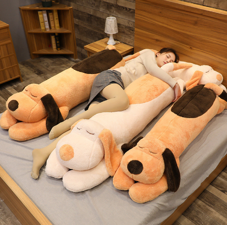 Gấu bông cún con nằm đáng yêu - màu kem