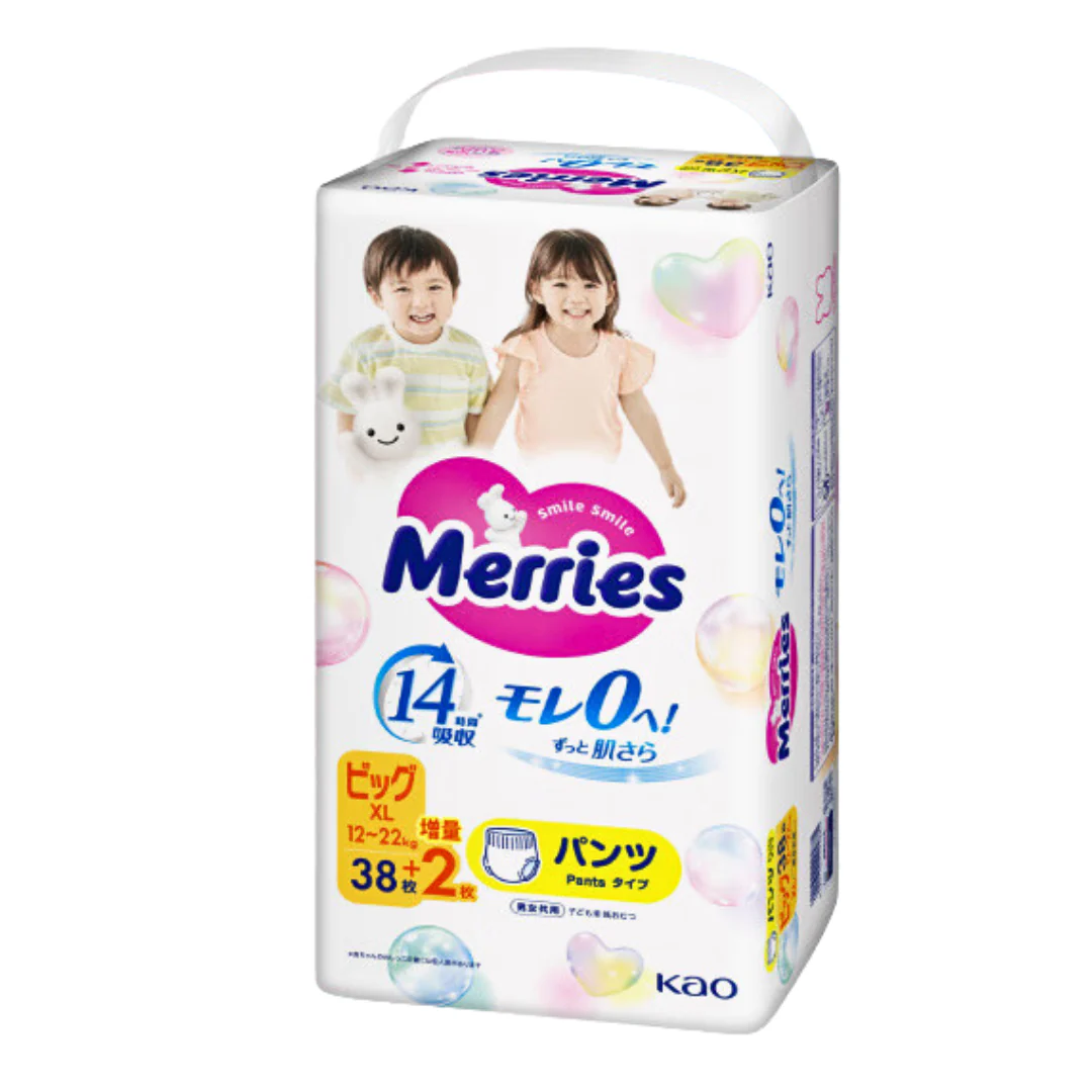 Bỉm (Tã) cao cấp Merries - Size: XL38+2 (loại quần) - 4901301443014