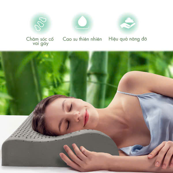 KOHNAN - GỐI CAO SU THIÊN NHIÊN THAN TRE HOẠT TÍNH NIN HOUSE 60X40X10/12CM