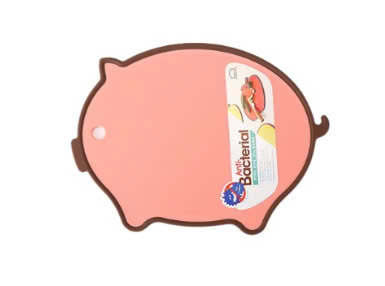 LOCKNLOCK-CSC554- Thớt nhựa L&L kháng khuẩn hình con heo, viền Silicon, 355*270*8mm - Màu hồng