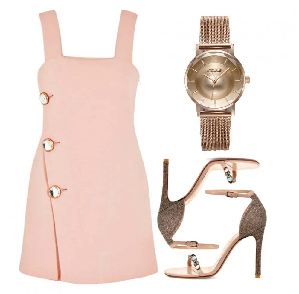 Đồng Hồ Nữ JA-1129B Julius Hàn Quốc dây thép (Đồng)