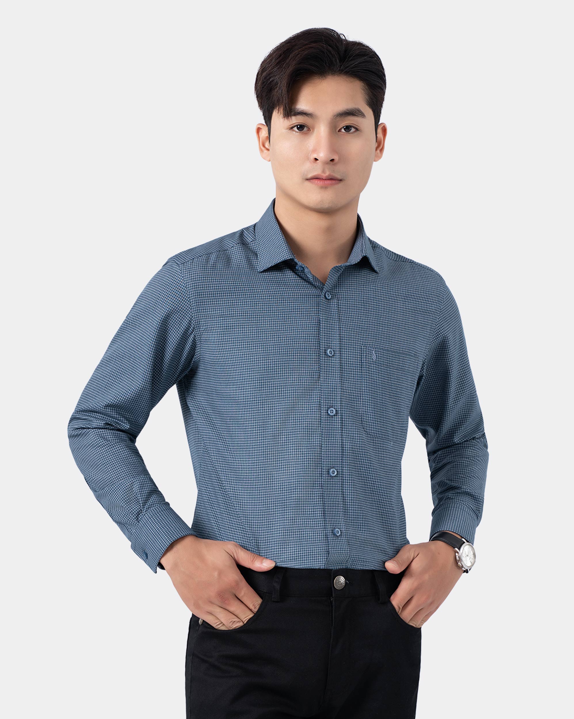 Áo sơ mi dài tay nam kẻ caro nhỏ 4026A