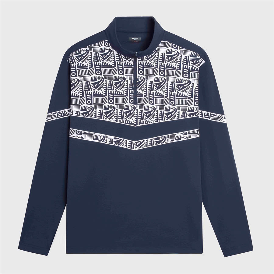 ARISTINO - Áo Half zip Aristino Golf dáng Tech golf AHZG06BZ màu Xanh tím than 150