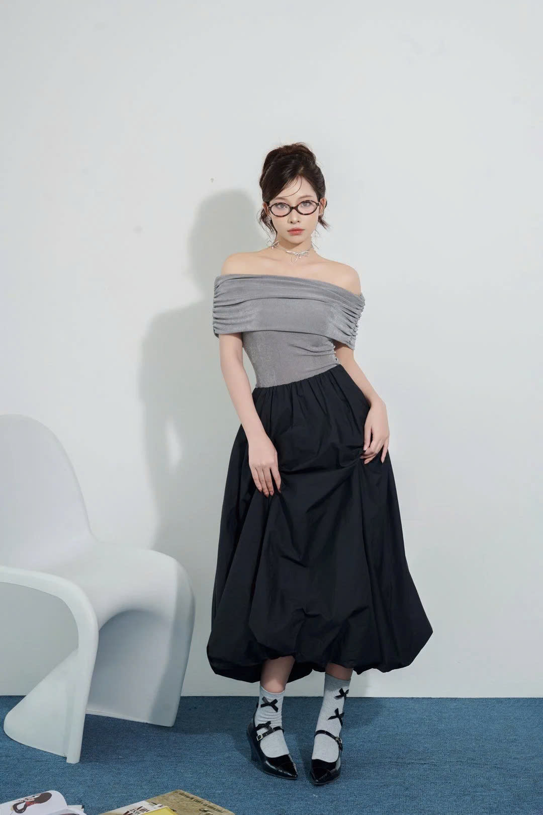 FJD51239 - Chân váy dạo phố nữ vải thô mỏng dáng xòe bí dài, cạp chun, túi sườn - JAN By PANTIO