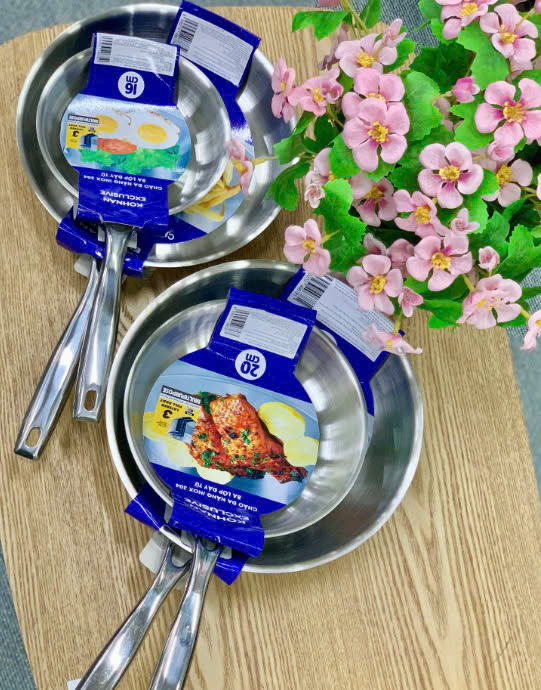 KOHNAN - CHẢO INOX 304 BA LỚP ĐÁY TỪ 24CM