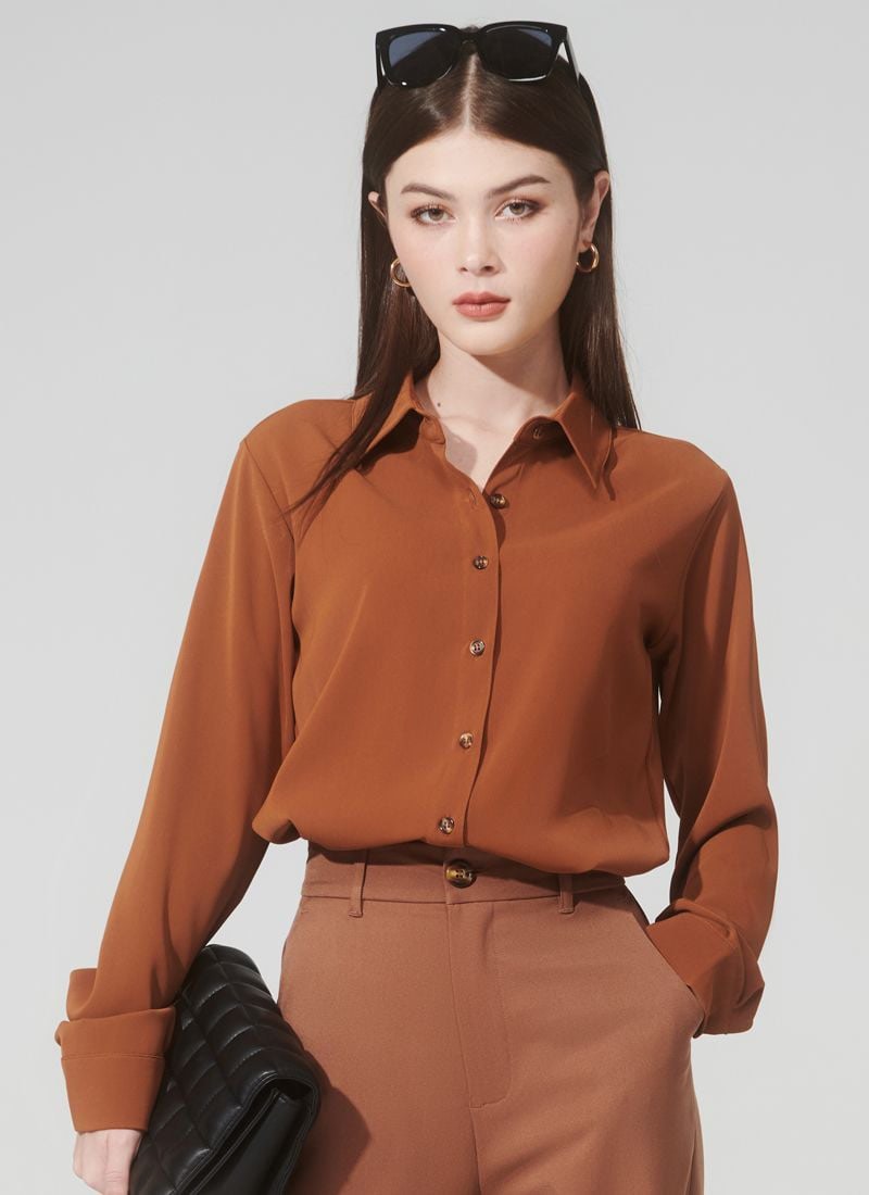 MIKI ÁO SƠMI BASIC ROSE NÂU