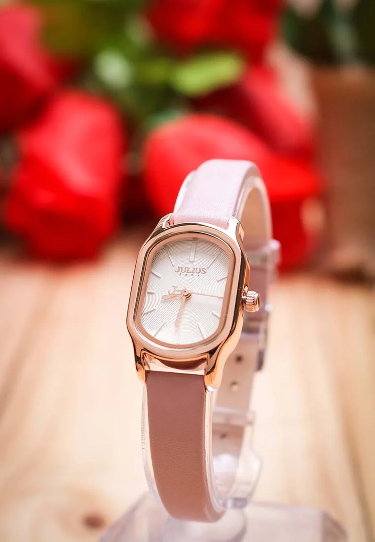 Đồng Hồ Nữ JA-1112C Julius Hàn Quốc Dây Da (Hồng)