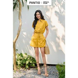 BQN32812 - Quần short dạo phố vải linen dáng suông gấu gập túi hai bên hông - PANTIO