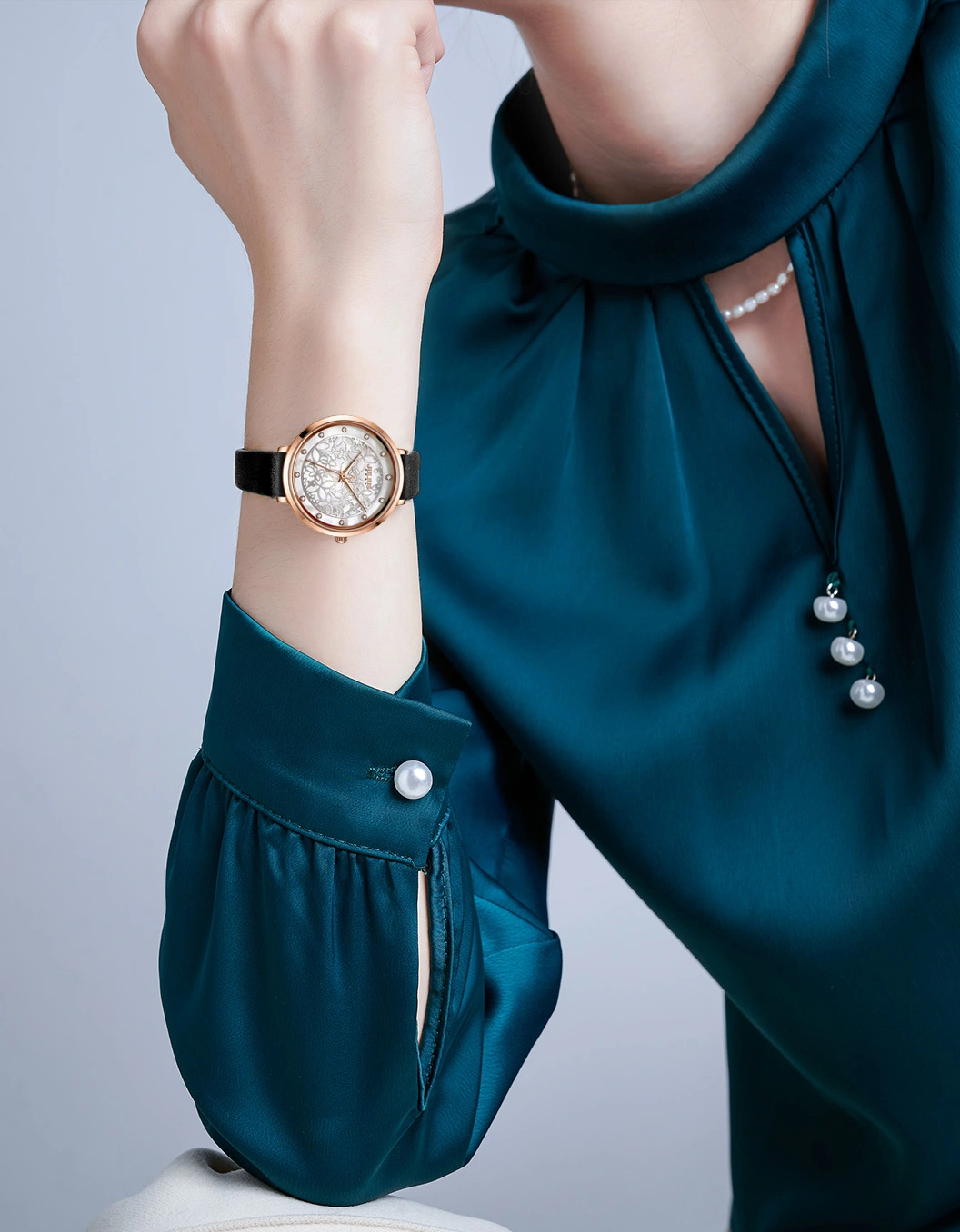 Đồng Hồ Nữ JA-1400A Julius Hàn Quốc Dây Da (Đen)