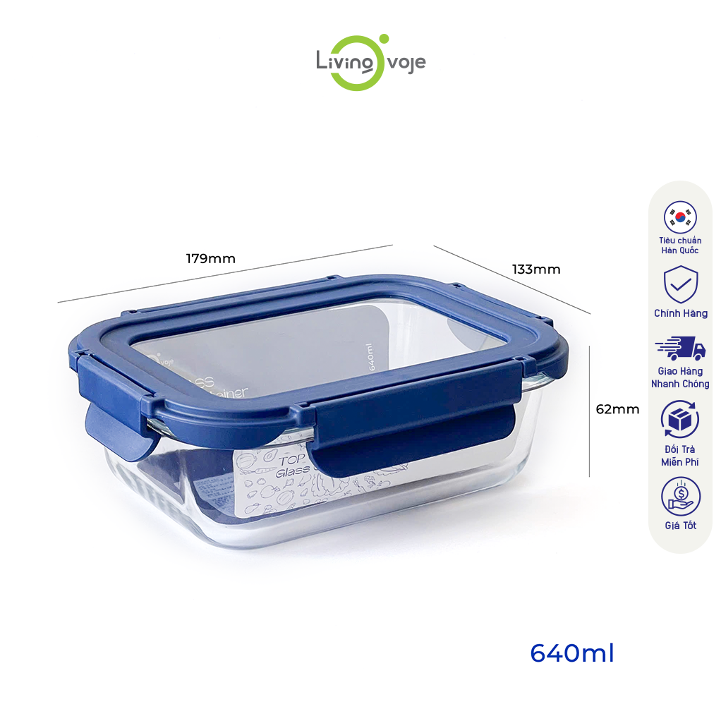 KOHNAN - Hộp Thủy Tinh Cao Cấp 640Ml