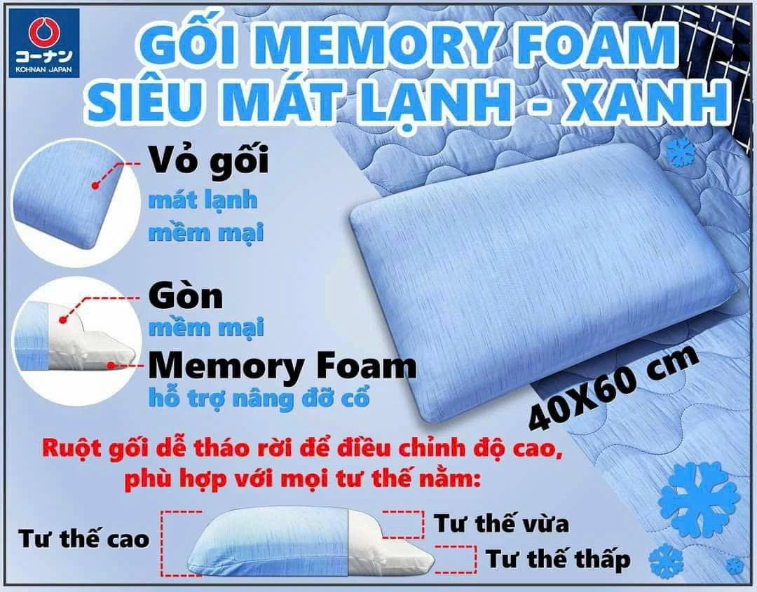KOHNAN - 64689 23 Gối MfoamSiêuMátMochiXanh