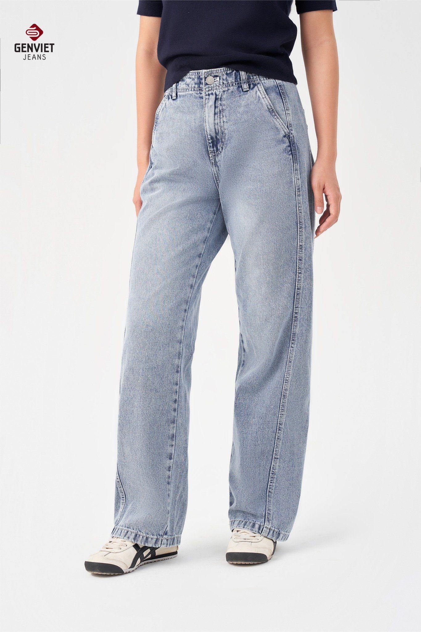 Quần Dài Jeans Nữ Suông Vừa