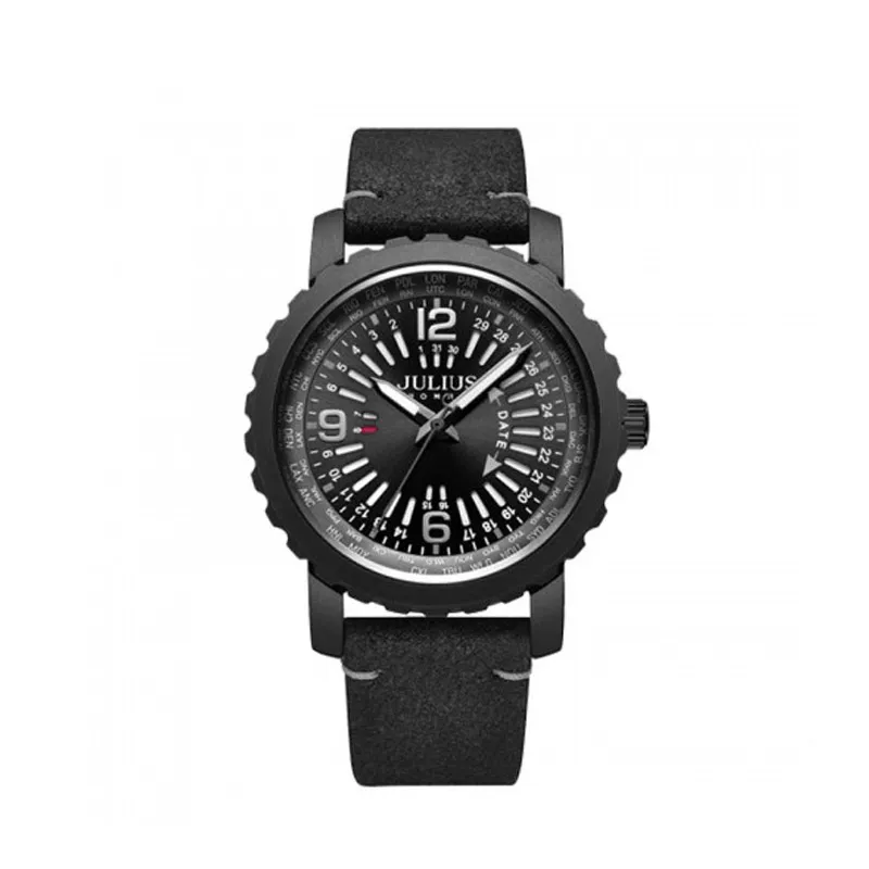 Đồng Hồ Nam JAH-111D Julius Homme Dây Da (Đen)