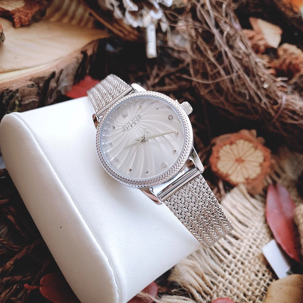 Đồng hồ nữ JA-1219A Julius Hàn Quốc dây thép (Bạc)