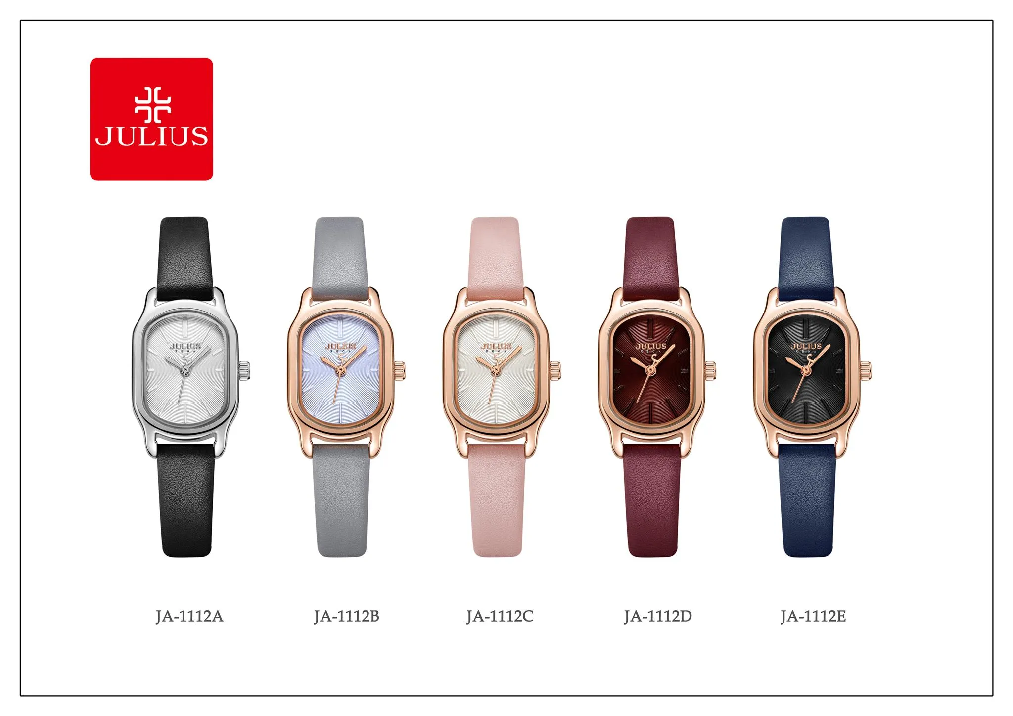 Đồng Hồ Nữ JA-1112A Julius Hàn Quốc dây da (Đen)