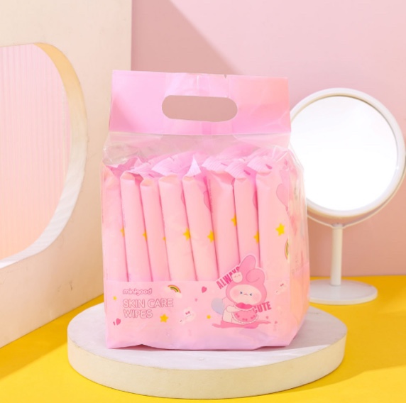 MINIGOOD - Khăn ướt thỏ hồng 10 miếng*8 gói